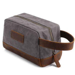 Sac de toilette promotionnel en cuir et toile portable tendance 2026 pour hommes - Product Image 1