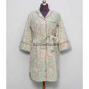 Vestido Midi 100% Algodón Puro con Estampado Floral a Mano, Cuello Camisero, Mangas Campana, Ecológico, Transpirable, Corte Recto, Casual - Product Image 4