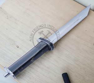 Nouveauté : Couteau de chasse Viking court personnalisé fait main, lame en acier carbone de 10 pouces, manche en corne, design ambidextre, couteau Seax - Product Image 3