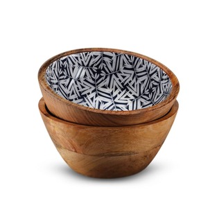 Juego de Tazones de Madera Pintados a Mano con Diseño Esmaltado, Tazón para Ensalada, Vajilla Moderna para el Hogar, Bodas y Restaurantes - Product Image 1