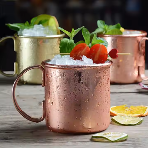Taza de cobre esmerilado para bebidas frías, taza para bebidas enfriadas con asa redonda, vajilla para fiestas y cafeterías, regalo. - Product Image 1