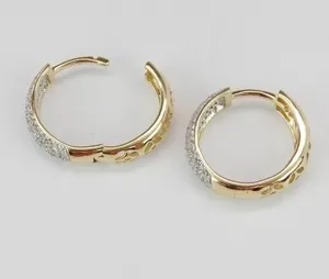 Pendientes de Aro de Moissanita, Plata de Ley 925, Chapados en Oro, con Aspecto de Diamantes Pavé, Pendientes de Aro de Lujo para Mujer - Product Image 2