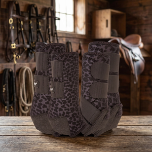 Bota de Protección para Caballo TOUGH TACK con Estampado de Leopardo Marrón/Estilo de Lujo en Neopreno con Estampado de Leopardo para Protección de Patas - Product Image 5