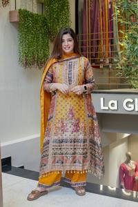 Ensemble Salwar Kameez en coton brodé traditionnel pour femmes, Kurta longue avec Dupatta, tenue décontractée, style Inde Pakistan - Product Image 6