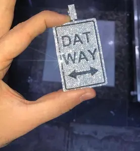 Pendentif personnalisé en moissanite véritable taille ronde 2,80 carats, plaqué or 14 carats sur argent sterling, style hip-hop pour soirée - Product Image 3