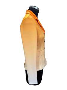 Abrigo de Caza Personalizado para Mujer, para Montar a Caballo |   Elegante Chaqueta de Sublimación Naranja para Espectáculos |   Chaqueta para Competición Ecuestre - Product Image 3