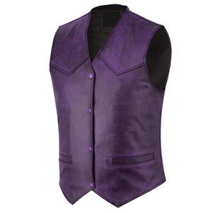 <b>Men's</b> <b>Purple</b> V-neck <b>Waistcoat</b> Solid Color Casual Vest Single Breasted Button Closure Outer Wear Autumn Style - Product Image 1