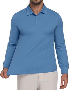 Chemises polo à manches longues pour hommes, légères, à séchage rapide, pour le golf, protection solaire, chemise décontractée à col boutonné, tee-shirt polo - Product Image 2