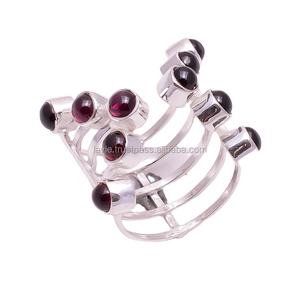 925ทำด้วยมือพลอยโกเมนธรรมชาติแหวนดีไซน์ที่เป็นเอกลักษณ์ของผู้หญิงแฟชั่น925เครื่องประดับเงินสเตอร์ลิง - Product Image 1