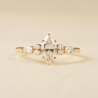 Bague de fiançailles en diamant marquise de 1,50 carat, clarté VS1, couleur F, or massif 14 carats, bague de mariage en diamant pour la création de bijoux féminins