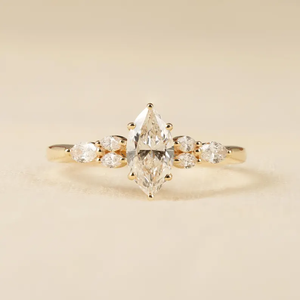 Bague de fiançailles en diamant marquise de 1,50 carat, clarté VS1, couleur F, or massif 14 carats, bague de mariage en diamant pour la création de bijoux féminins - Product Image 1