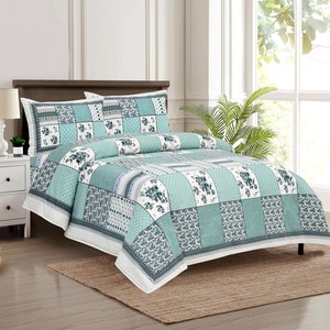 Juego de Cubrecamas Simple de Algodón 100% de Calidad, Estampado a Mano, Personalizable, 3 Piezas, Diseño Floral, 200 Hilos, 40 Hilos por Pulgada, para Todas las Estaciones - Product Image 1