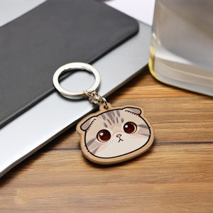 سلسلة مفاتيح ترويجية مخصصة من الجلد الصناعي خفيف الوزن مطبوعة بالأشعة فوق البنفسجية بتصميم كرتوني - Product Image 2