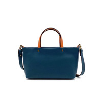 Tas Tote Wanita Kulit Pebbled Biru Elegan Laisser Faire, Warna Solid, Penutup Ritsleting, Lapisan Katun, Penggunaan Sehari-hari, Semua Musim, Jepang