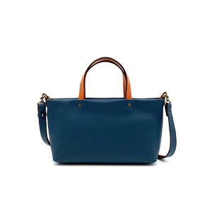 Elegante Bolso Tote de Cuero Granulado Azul para Mujer, Bolso de Hombro de Color Sólido con Cierre de Cremallera, Forro de Algodón, Uso Diario, Todas las Temporadas - Product Image 2