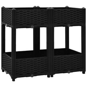 Jardinera Rectangular Mediana Elevada de Polipropileno Negro para Flores y Plantas - Product Image 2