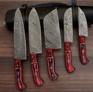 Ensemble de couteaux de chef professionnels en acier inoxydable avec manche en bois de rose, faits à la main, trois pièces, couteaux de cuisine écologiques, logo personnalisé - Product Image 1