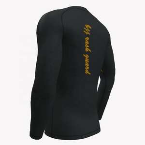 เสื้อรัดกล้ามเนื้อแขนยาวสำหรับผู้ชาย สีดำลายสิงโตสีทอง เหมาะสำหรับออกกำลังกาย ฟิตเนส ฝึกซ้อม บีเจเจ เอ็มเอ็มเอ ชุดกีฬาประสิทธิภาพสูง - Product Image 6