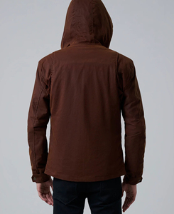 Premium Quality Men's Brown Hooded Canvas Jacket Casual Turn-<b>down</b> Collar Button Closure Waterproof Autumn Wear 2026 Sale - Product Image 3