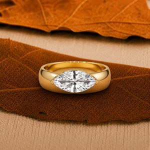 Unique 1 Carat Women's 14K Yellow Gold Marquise Cut Lab Grown Diamond Engagement <b>Ring</b> IGI Certified Luxury <b>Wedding</b> Gift - Product Image 5