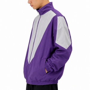 เสื้อแจ็คเก็ตวินด์เบรกเกอร์ผู้ชาย สีสันแบบคัลเลอร์บล็อก ดีไซน์เปลือกนอกน้ำหนักเบา สไตล์สปอร์ตเรโทร ซิปยาวเต็มตัว แต่งแผงตัดกัน - Product Image 3