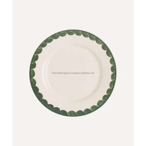 Assiettes en métal personnalisables, émail, plat de service alimentaire, rond, bord bleu, finition émail, assiette de présentation pour restaurant, café, fournitures - Product Image 2