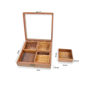 Boîte à fruits secs en bois la plus demandée, avec compartiments séparés et couvercle, design artisanal de qualité supérieure pour le rangement en cuisine - Product Image 3