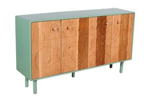 Modern Midcentury Wood Sideboard <b>Cabinet</b> with Geometric Inlay Design and <b>Storage</b> for Living <b>Room</b> <b>Dining</b> <b>Room</b> Furniture - Product Image 2