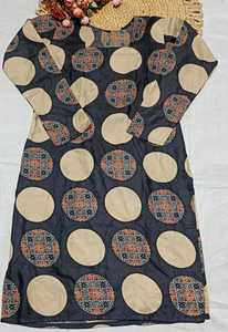 Traditional <b>Red</b> Cotton Kurti With Blue Polka Dot Print For Women Casual Wear Midi Length Regular Fit Fancy Dori Pattern Kurtis - Product Image 5