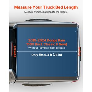 Copertura Morbida Pieghevole per Cassone Dodge Ram 1500 2019-2024, Compatibile con Modelli Classici, Lunghezza 6.4 ft, con Chiusura a Chiave - Product Image 2