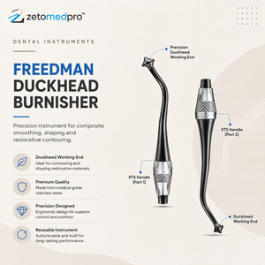 เครื่องมือขัดแต่งฟัน Dental Freedman Duckhead Burnisher สแตนเลสสตีล สำหรับขัดเรียบและขึ้นรูปวัสดุคอมโพสิต OEM Zetomed Pro - Product Image 3