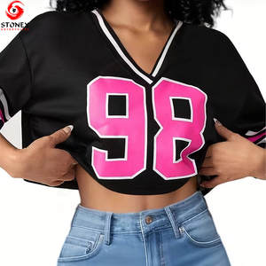 Camisetas de Verano Personalizadas al por Mayor, de Algodón Liso, Estilo Urbano, Ecológicas, Holgadas, con Estampado Gráfico, Cuello en V, para Mujer - Product Image 5