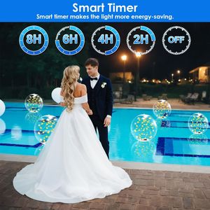 Set di 2 Luci Solari per Piscina, Luce Calda 3200K, 3 Modalità e 4 Livelli di Luminosità, Sfere LED con Telecomando - Product Image 4