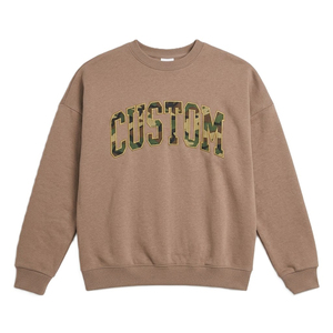 Sudadera Marrón para Mujer con Apliques de Letras Camufladas, Estilo Casual, Manga Larga, Ropa Urbana, Sudaderas con Capucha para Invierno, Venta al Por Mayor - Product Image 3