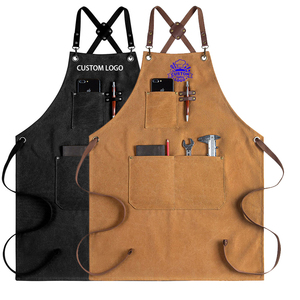 PU Material Sleeveless <b>Bib</b> <b>Apron</b> with Pockets Adjustable Waist Simple Style Lightweight & Durable for Daily Use - Product Image 5