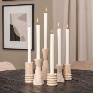Base de Cubo de Mármol Natural Verde y Blanco Sólido Moderno para Velas Cónicas, Decoración de Mesa de Lujo - Product Image 6