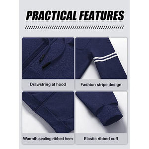 Veste zippée à capuche pour hommes, sweat-shirt en polaire de couleur unie, style streetwear décontracté - Product Image 4