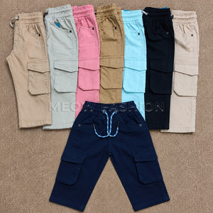 Ready Shipping Stock Cargo Pants for Boys Knee Length Elastic Waist Solid Color Casual Trousers With Patch Pockets Lightweight - Product Image 1