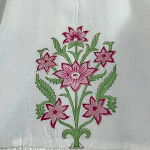 Tunique bohème formelle en coton 100% naturel, imprimée à la main, faite à la main, écologique, lavable, col en V, manches 3/4, ourlet à volants en dentelle - Product Image 4