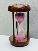 Reloj de arena de madera hecho a mano de 9'' con arena rosa |   Decoración de Mesa para Fiesta de Cumpleaños con Diseño de Cruz de Ángel Rústico