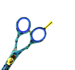 Ciseaux à effiler en acier inoxydable pour barbier avec vis réglable pour fournitures de salon de coiffure, ciseaux à effiler bleus - Product Image 5