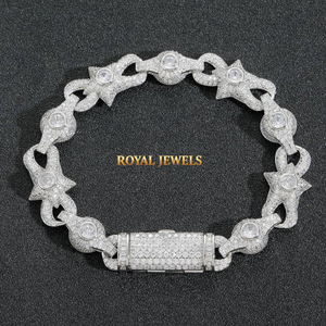 925 Silver Moissanite Cuban Link Bracelet <b>Iced</b> <b>Out</b> <b>Chain</b> Link Bangle Unisex Hip Hop Jewelry for Party Gift - Product Image 1