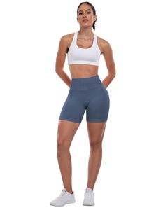 Women Biker Shorts Workout Gym Shorts High Waisted Tummy Control Butt Lifting Running Sports Yoga <b>Booty</b> Scrunch Butt Shorts - Product Image 4