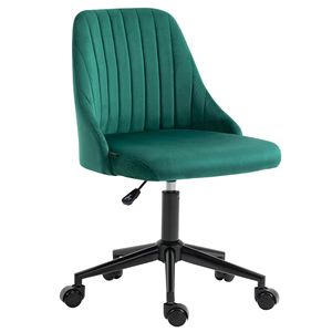Sedia da Ufficio Girevole in Velluto Verde, Design a Conchiglia, Sedia Direzionale per Casa, Regolabile, in Alluminio e Tessuto di Nylon - Product Image 1