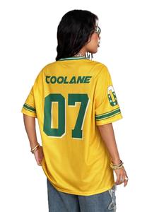 Maillot de football américain ample jaune pour femme 2026, style streetwear, épaules tombantes, respirant, 100 % polyester, OEM - Product Image 6