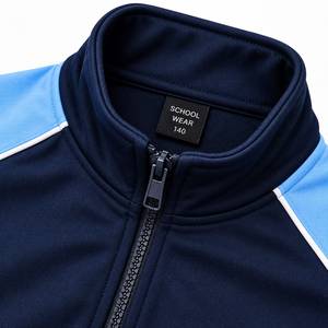 Chándal Deportivo para Niños, Color Azul Marino, con Bloques de Color, Cierre de Cremallera, Cuello Alto, Estilo Deportivo, para Otoño - Product Image 4