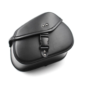 Motorcycle Double-layer Leather Saddle Bag Waterproof Tool Bag for Black Leather Saddle Bag with Snap Closure for Motorcycle Use - Product Image 1