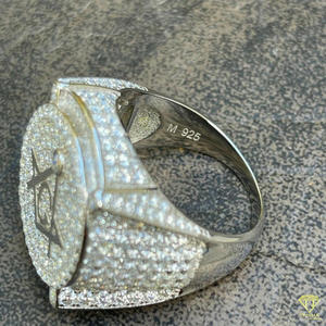 Bague de Franc-Maçon en Moissanite pour Homme, Or Blanc, Symbole Carré et Compas, Luxe, Tendance, Designer Hip Hop - Product Image 4