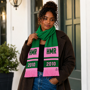 Écharpe en tissu acrylique vert et rose pour femmes, style grec, inspiration maçonnique, mode hivernale, avec logo brodé personnalisé - Product Image 3