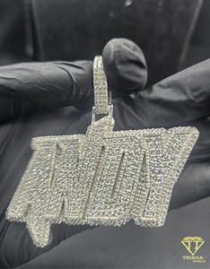 Collier pendentif en diamant de laboratoire VVS, design personnalisé avec lettres, style hip-hop, serti de pierres. - Product Image 2
